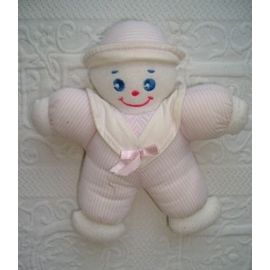 Poupon De Chiffon Rose Et Blanc Corolle 22 Cms Avec Chapeau Et Colorette Grelots