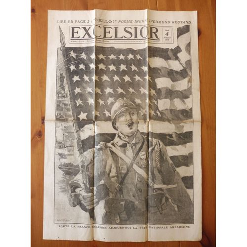 Ww1 / Journal De Guerre / Excelsior / Armee Usa / Arrivee Des Americains / Original 1918