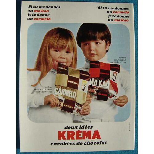 Publicité Papier - Ma'kao, Carmelo, Kréma, Bonbon Fourré Enrobé De Chocolat De 1967
