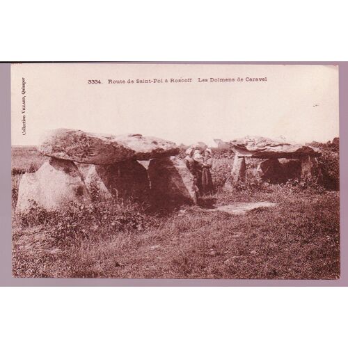 Tres Belle Cpa Animée - 3334 .  Route De Saint-Pol À Roscoff  -  Les Dolmens De Caravel