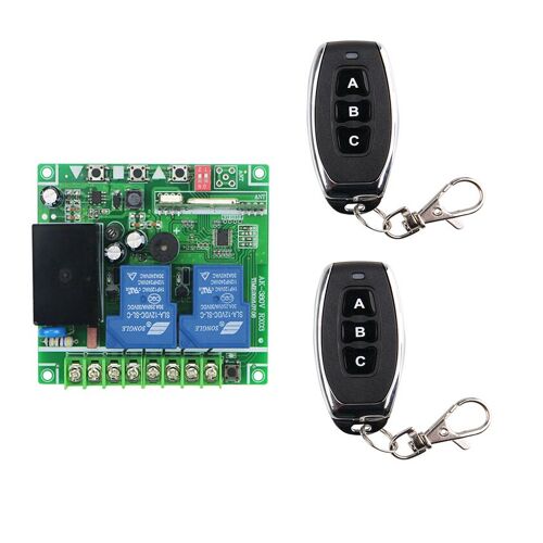 Porte de garage/moteur/écran de projection/stores AC 220 V 240 V 250V 380V 2 CH RF télécommande sans fil 1 récepteur + 2 émetteurs