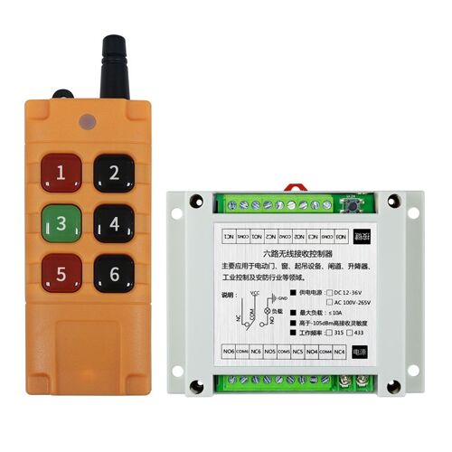 Commutateur universel de télécommande radio sans fil, relais RF 12V 24V 36V 6CH 10A, 433 mhz 315mhz industriel/agricole