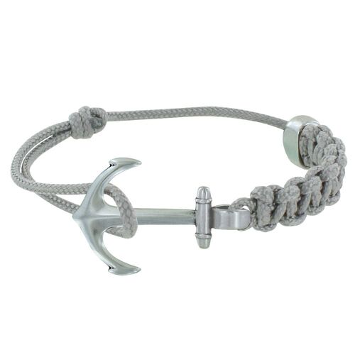 Les Poulettes Bijoux - Bracelet Argenté Ancre Lien Tressé Coulissant