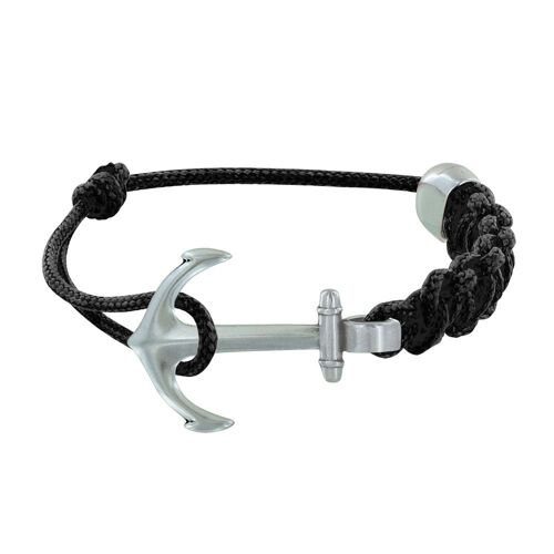 Les Poulettes Bijoux - Bracelet Argenté Ancre Lien Tressé Coulissant