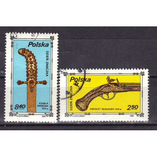 Pologne 1981 : Armes Historiques De La Collection Du Musée De L'armée Polonaise De Varsovie - Série De 2 Timbres Oblitérés