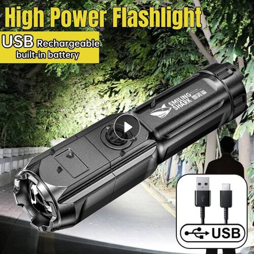 Lampe de poche puissante Rechargeable au xénon, Zoom géant, lumières spéciales pour la maison et l'extérieur, lampe de poche lumineuse Led Portable