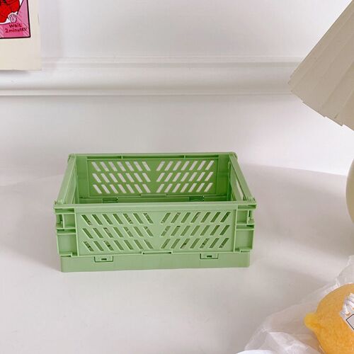 Mini boîte de rangement en plastique, boîtier de bureau pliable pour étudiant, panier de rangement pliable pour papeterie, 5 couleurs