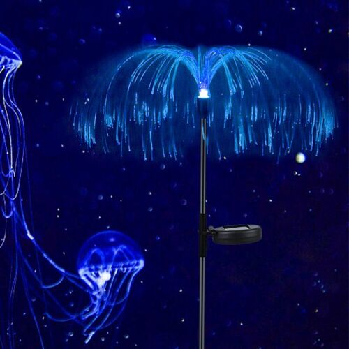 Lampe Led Solaire En Fiber Optique Avec Méduse, Luminaire Décoratif D'extérieur, Couleur Changeante, Idéal Pour Un Jardin, Une Pelouse, Un Sentier Ou La Rue, 2 Pièces