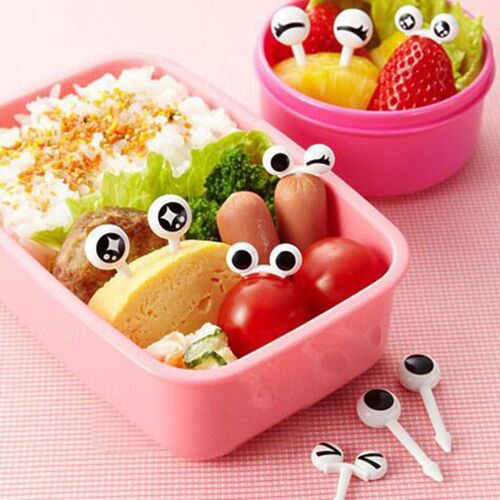 Mini Brochettes Avec Yeux De Dessin Animé, Boîte À Bento, Nourriture, Fruits, Bâtonnets De Fourchette Réutilisables, Décoration De Buffet, 10 Pièces/Ensemble