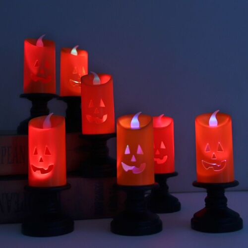 Chandelle LED colorée pour Halloween, chandelier, décoration de Table, décor de fête en forme de citrouille, décor de fête d'halloween, bricolage de maison