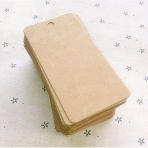 En Gros 100 Pièces Brun Kraft Papier Étiquettes Étiquette Bagages Mariage Note Bricolage Blanc Prix Étiquette Volante Kraft Cadeau 2*3.3cm