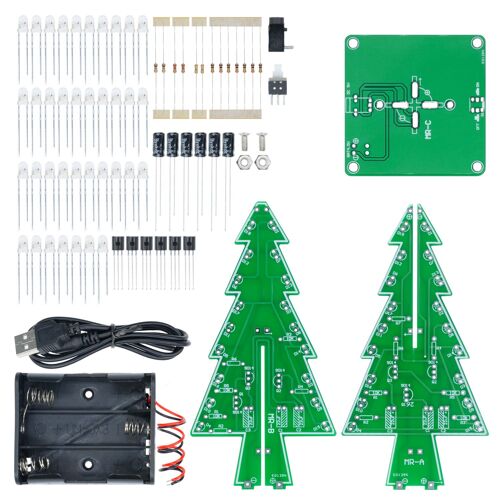 Kit D'assemblage Pour Arbre De Noël 3d, 3 Couleurs/7 Couleurs, Led Clignotantes, Pcb Rouge/Vert/Jaune