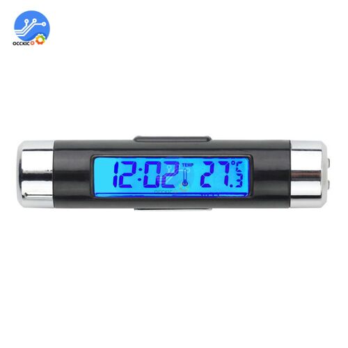 Thermomètre de voiture Portable 2 en 1, horloge de température, écran LCD numérique à clipser, rétro-éclairage bleu, accessoires automobiles