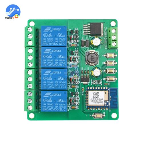 Module de relais Wifi Quad intelligent 4CH DC5V/7-28V 3200W 10A, commutateur intelligent avec Tuya Smart Life pour Android/IOS