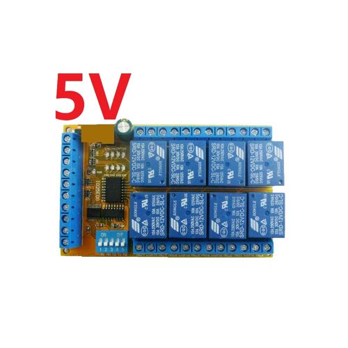 Module de relais de retard de commutateur DIP, 8ch DC 5V 12V 24V, loquet à bascule stable, verrouillage automatique, conditionneur de puissance