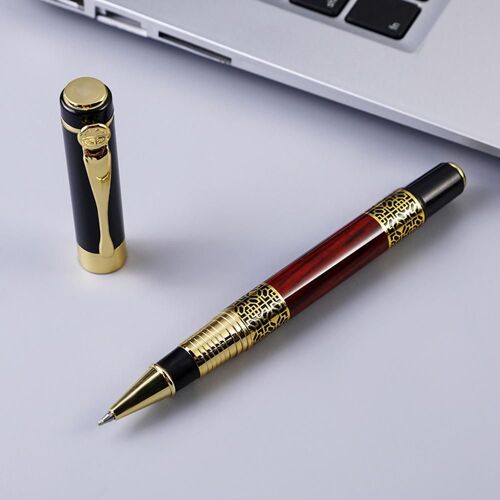 Stylo Classique À Bille Pour Signature, En Métal, Grain De Bois, À Base D'eau, Stylo À Bille, 0.5mm, Écriture, Cadeaux D'anniversaire