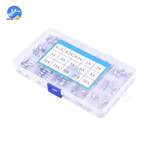 Fusibles De Voiture 5x20, 15 Sortes, 150 Pièces, Tube En Verre À Soufflage Rapide, Kit Assorti 5x20 Avec Boîte, Fusibles Ménagers 0, 1a-30a