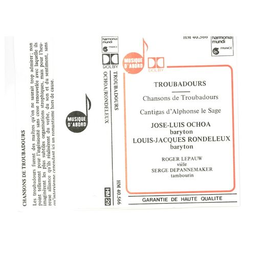 Troubadours, Dix Cantigas D'alphonse Le Sage Par José-Luis Ochoa Et Louis Jacques Rondeleux