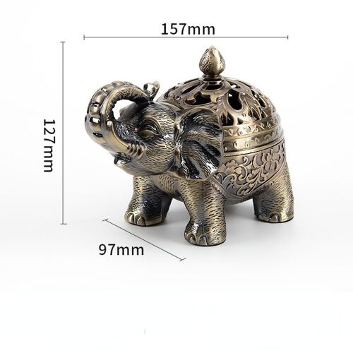 Brûleur d'encens aromathérapie ménager en alliage de métal, poêle apaisante en bois d'agar, bois de santal, brûleur d'éléphant ornements