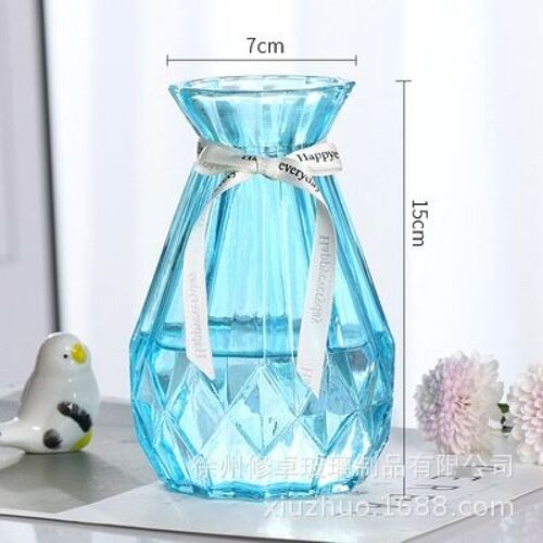 Vase en verre Transparent, créatif, couleur européenne, pour la maison, hydroponique, en bambou, pour fleurs séchées