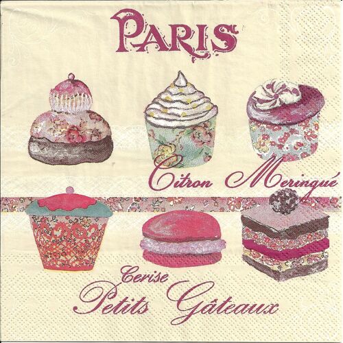 Lot De 2 Serviettes Déco Papier: Petits Gâteaux De Paris