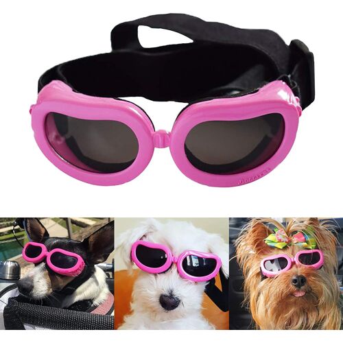 Lunettes Pour Chiens Lunettes De Soleil Anti-Uv Pour Chien,Lunettes Pour Animaux De Compagnie Avec Sangles Réglables Pour Chats Petits Chiens-Rose