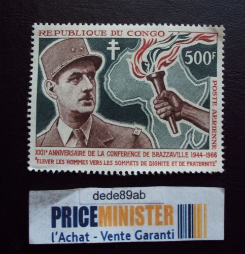 Congo..Charles De Gaulle.500f 22ème Anniversaire De La Conférence De Brazzaville 1944 - 1966.