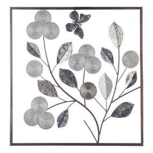 Décoration Murale Métal "Fleurs" 50cm Argent