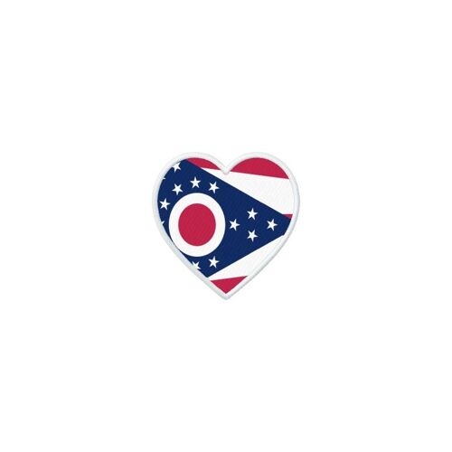 Patch Badge Ecusson Imprime Thermocollant Drapeau Coeur Usa Ohio