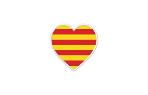 Patch Badge Ecusson Imprime Thermocollant Drapeau Coeur Catalogne Catalan