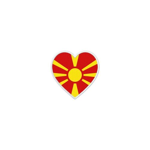 Patch Badge Ecusson Imprime Thermocollant Drapeau Coeur Mk Macedoine