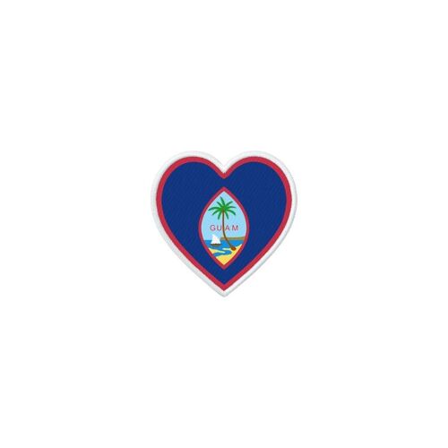 Patch Badge Ecusson Imprime Thermocollant Drapeau Coeur Gu Guam