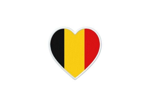 Patch Badge Ecusson Imprime Thermocollant Drapeau Coeur B Belgique