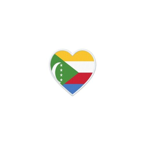 Patch Badge Ecusson Imprime Thermocollant Drapeau Coeur Com Comores