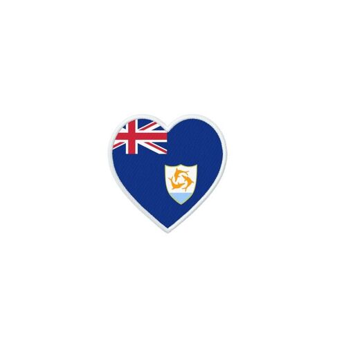 Patch Badge Ecusson Imprime Thermocollant Drapeau Coeur Ai Anguilla