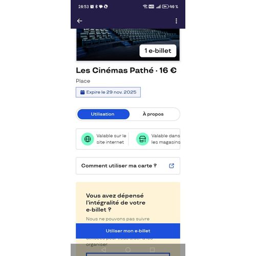 Billet De Cinéma Pathe
