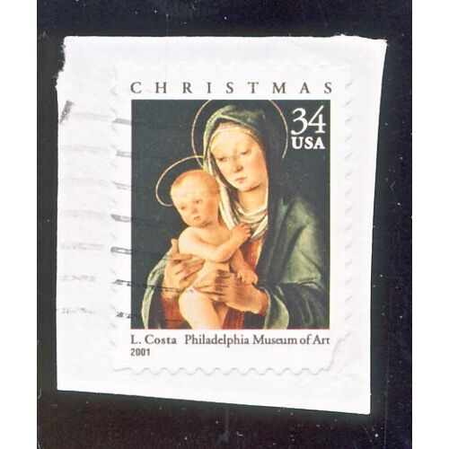 Timbe U S A, Christmas L. Costa Philadelphia Museum Of Art, U S A 34 Cents, Oblitéré
