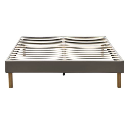 Mina - Solide Et Confortable Sommier Tapissier Gris + Pieds En 20 Cm Pour Matelas En 140x190 - 2 X 13 Lattes - Montage Rapide Et Facile - Revetement Microfibre Facile D'entretien