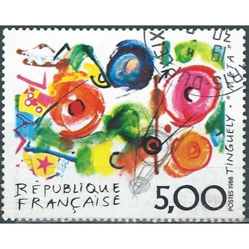 France 1988, Beau Timbre Yvert 2557, Oeuvre De Tinguély, "Méta", Oblitéré, Tbe