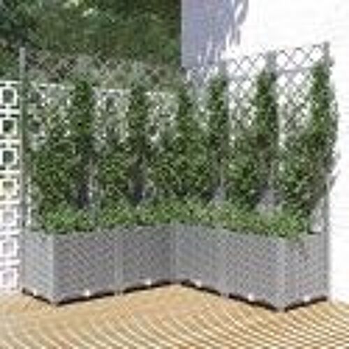 Jardinière Avec Treillis Gris Clair 120x120x136 Cm Pp