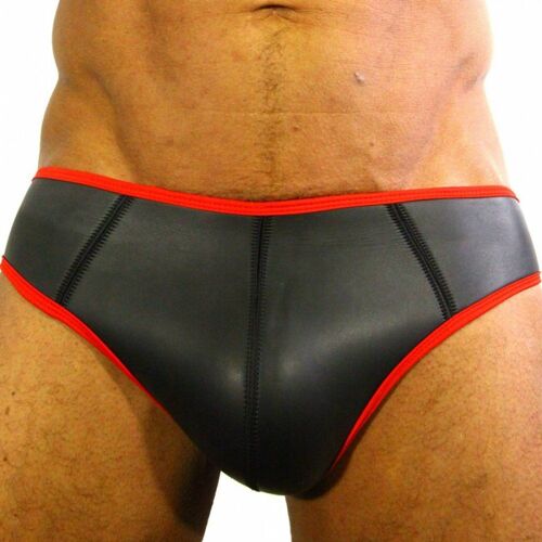 Neoprene Jockstrap Néoprène Noir-Rouge Rude Rider