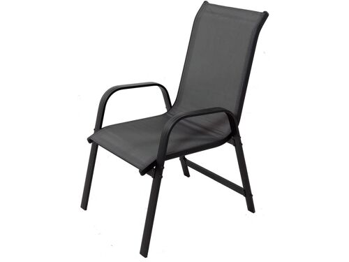 Salon De Jardin Textilène "Cordoba + Porto" 6 Personnes Gris Foncé