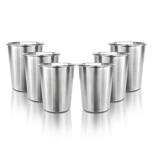 6 Pack 8 Oz Stainless Steel Kids Cups, Children's Pint Cups, Stackable Durable Metal Cups, Shatterproof Drinking Glasses