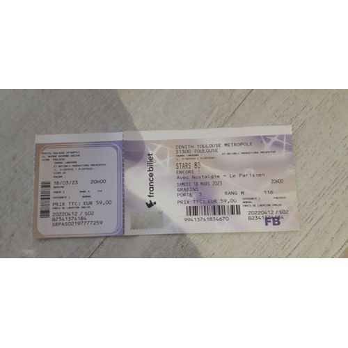 Billet Star 80 A Toulouse