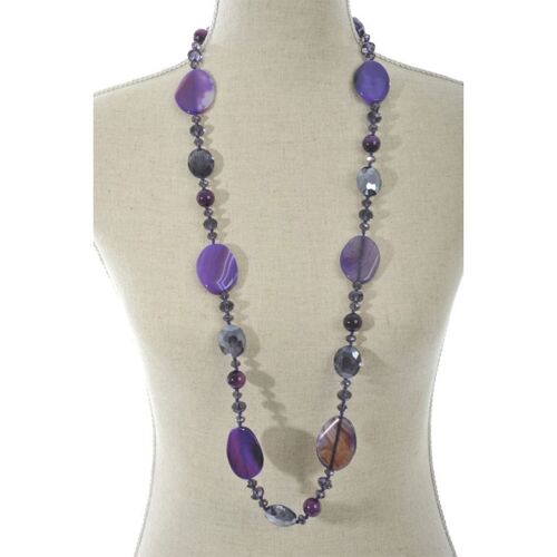 Collier Design Cristal & Perles "Neck" 18cm Violet