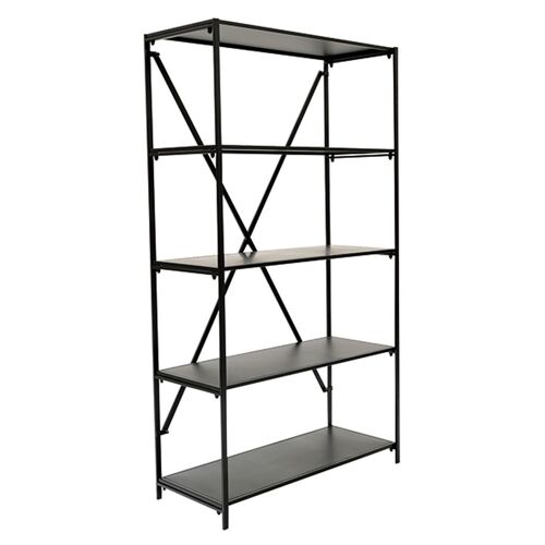 Bibliothèque design 5 plateaux de rangement en Métal H.155 cm - Noir