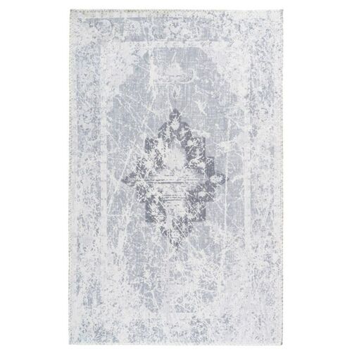 Paris Prix - Tapis Tissé Doux Imprimé Vintage "Prayer" Gris 160 X 230 Cm