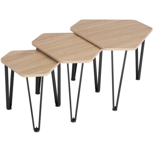 Ensemble de tables d'appoint Torquay - Bois clair industriel, Chêne Sonoma
