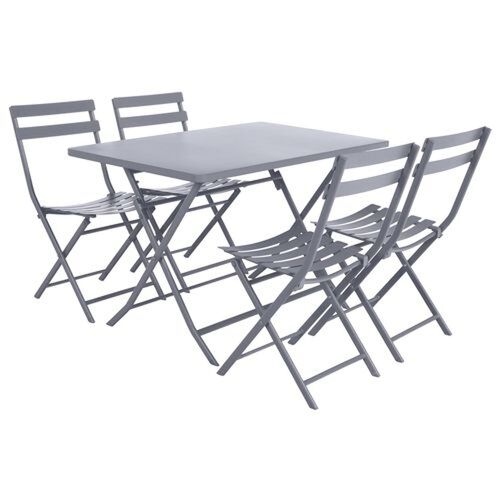 Table Avec Chaises Pliables Greensboro - 4 Personnes - Gris Quartz