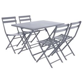 Table Avec Chaises Pliables Greensboro - 4 Personnes - Gris Quartz